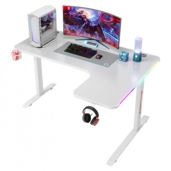 L Shaped RGB Gaming Desk (Right) - White