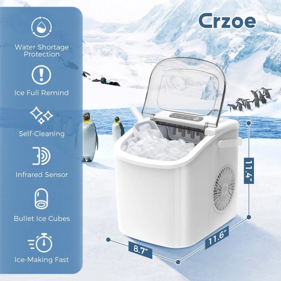 Portable Automatic Ice maker White (1.2 Liter, HZB-12/H)