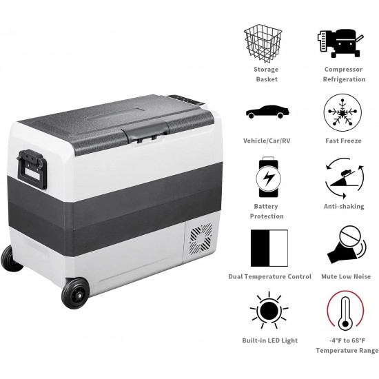 Car Refrigerator 12/24V DC with USB Socket (60L, T60)