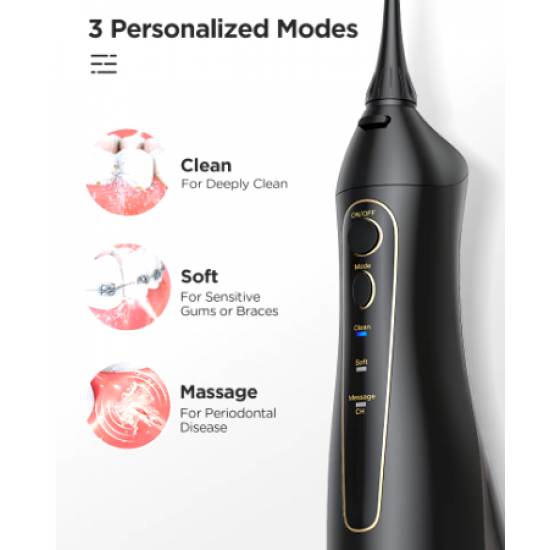 Fairywill Waterproof Electric Toothbrush Set Home Black