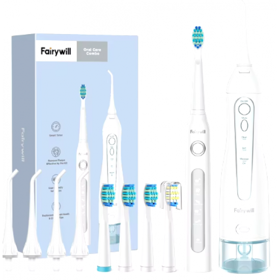 Fairywill Waterproof Electric Toothbrush Set Home White 