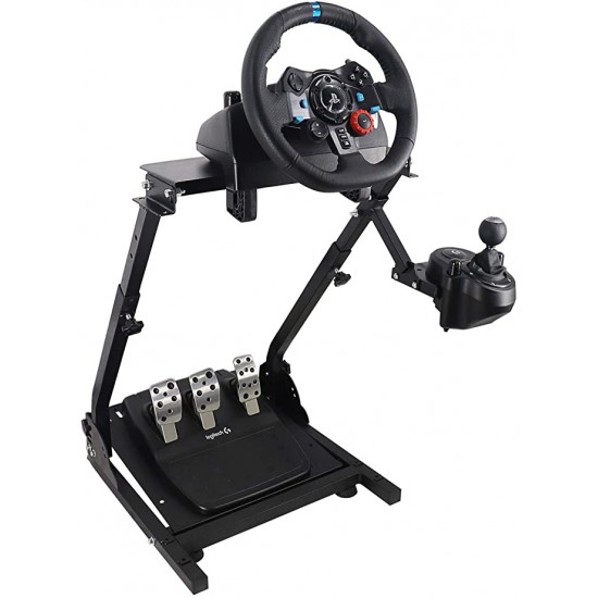 Racing Wheel Stand, Height Adjustable & Foldable Steering Wheal Stand Compatible with Logitech G25,G27,G29,G920 Gaming Cockpit