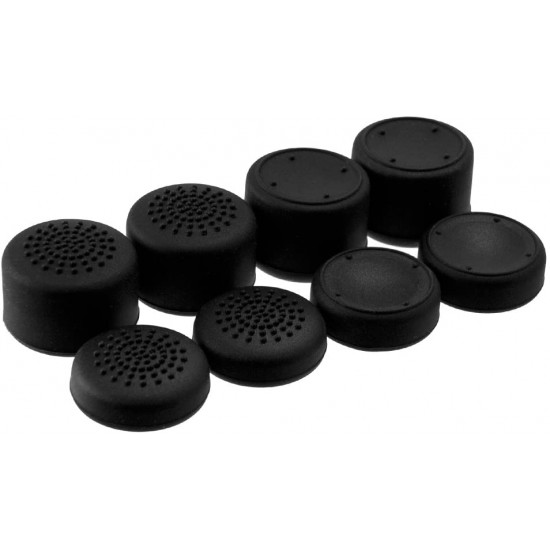 8PCS SILICONE THUMB STICK GRIP COVER CAP JOYSTICK FOR PS4 GAME ANALOG CONTROLLER - BLACK