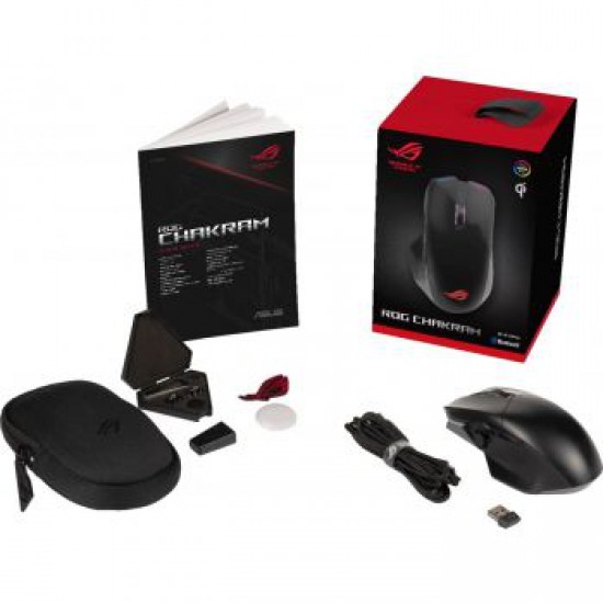 Asus P704-ROG Chakram RGB Wired/Wireless Gaming Mouse Nvidia Reflex Compatible (Qi charging, side Joystick, Bluetooth connectivity, 16000 dpi sensor, Aura Sync lighting)- Black | 90MP01K0-BMUA00
