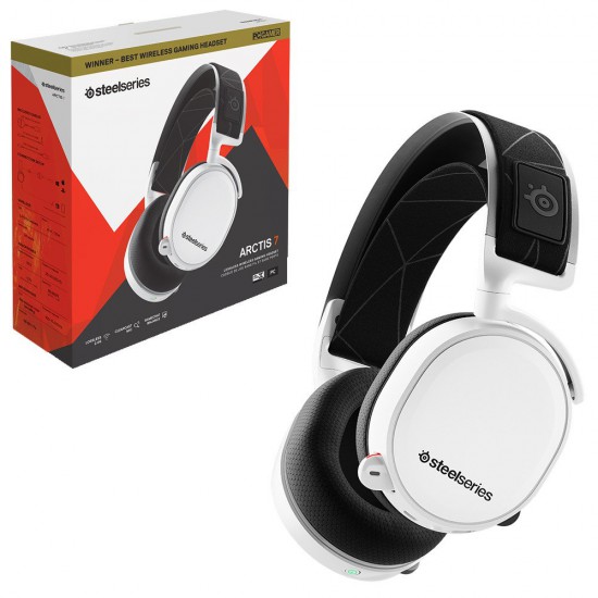 SteelSeries Arctis 7 Lag-Free Wireless Gaming Headset with DTS Headphone:X 7.1 Surround for PC, Playstation 4, VR, Mac and Wired for Nintendo Switch, Android and iOS - White