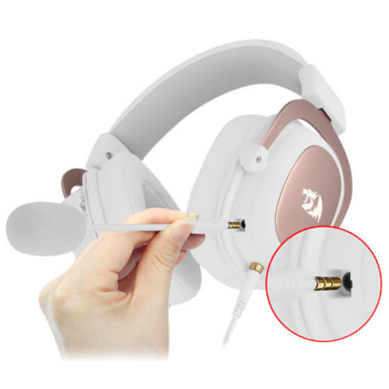 Redragon H510 ZEUS WHITE Pink Gaming Headset 7.1 Surround Sound Memory Foam Ear Pads - 53MM Drivers
