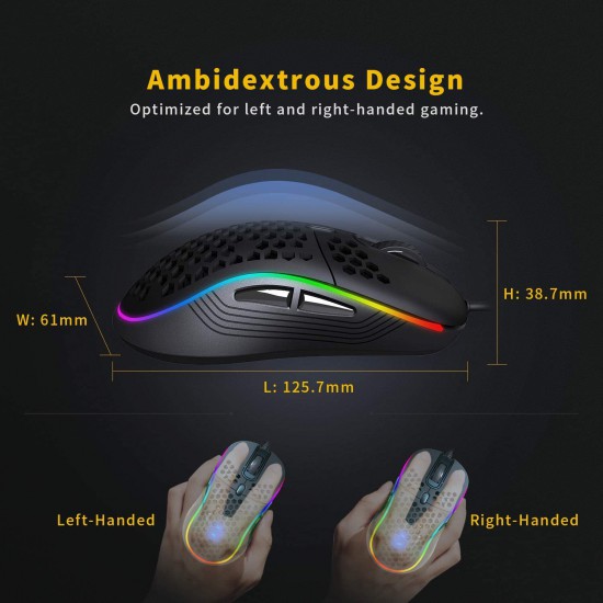 DREVO Owlet Wired RGB Lightweight Gaming Mouse