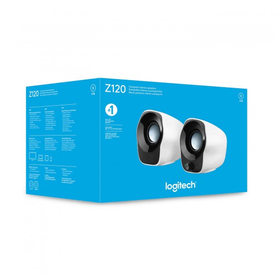 Logitech Z120 Stereo Speaker (2W, Black & White)