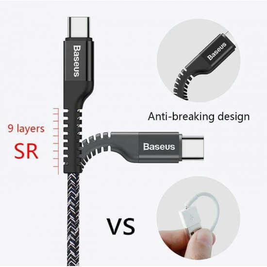 Baseus USB-A To USB-C Confidant Anti-break Nylon Cable 1.5m - Black