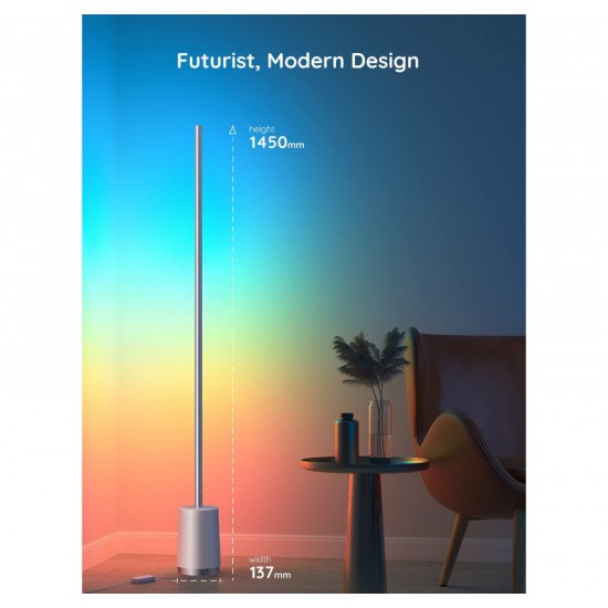 Govee Lyra Smart Corner Floor Lamp, Cutting-Edge RGBIC Technology, Futurist Modern Lamp, 25+ Fascinating Lighting Presets, Reactive Music Modes, Creative DIY Mode, Effortless Voice Control