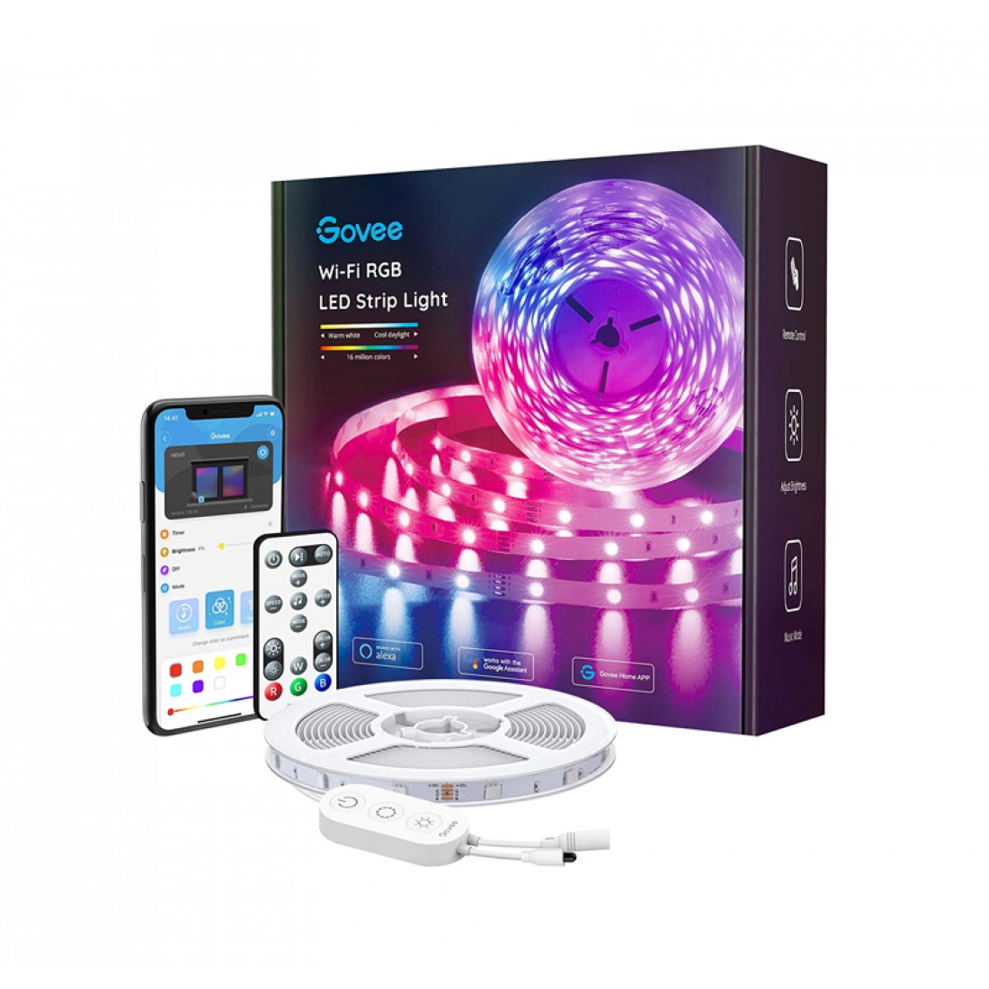 GOVEE SMART LED STRIP LIGHTS, 5M WI-FI LED LIGHT STRIP WITH APP AND ...