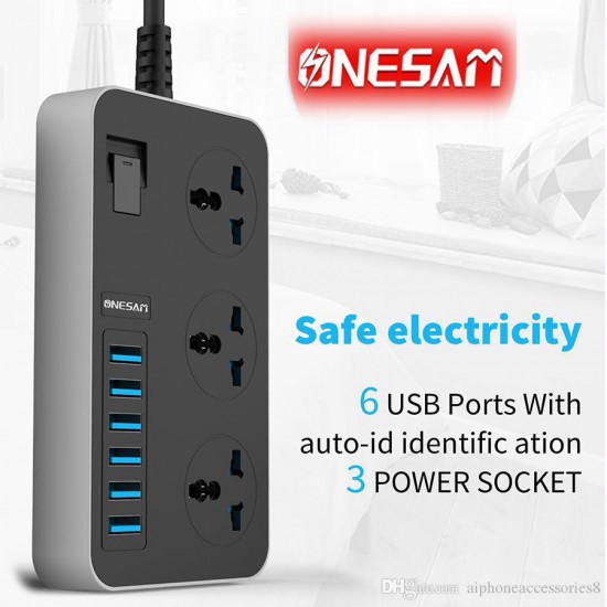 ONESAM 3 Sockets 6 USB HUB with auto-id indentification switch HUB Multi High Speed 3.1A Switch Portable USB Socket Splitter package 5M