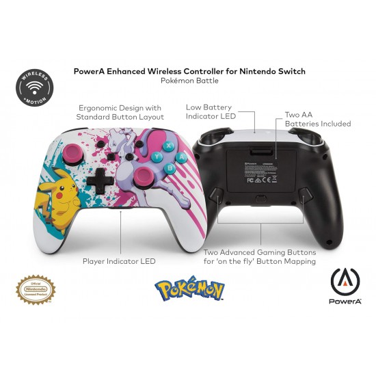 PowerA Enhanced Wireless Controller for Nintendo Switch (Pokemon Battle)