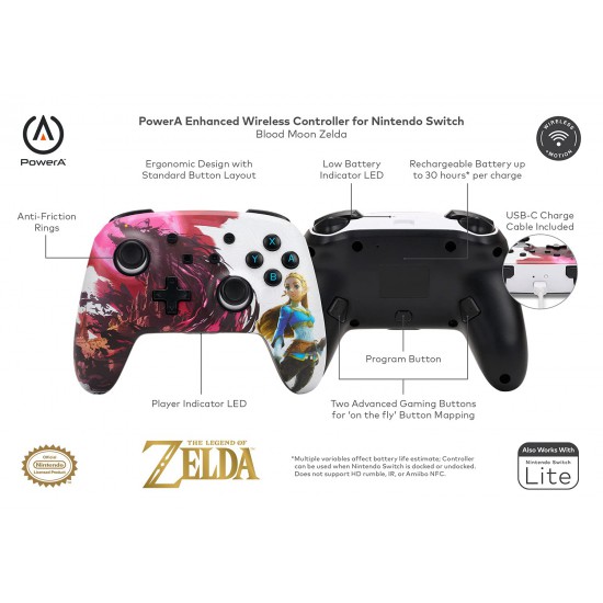 PowerA Enhanced Wireless Controller for Nintendo Switch - Blood Moon Zelda