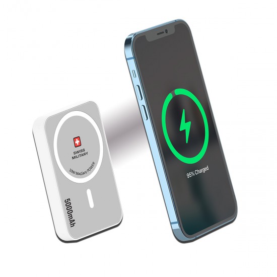 Swiss Military MagSafe Wireless Charging Power Bank - White (5000mAh)