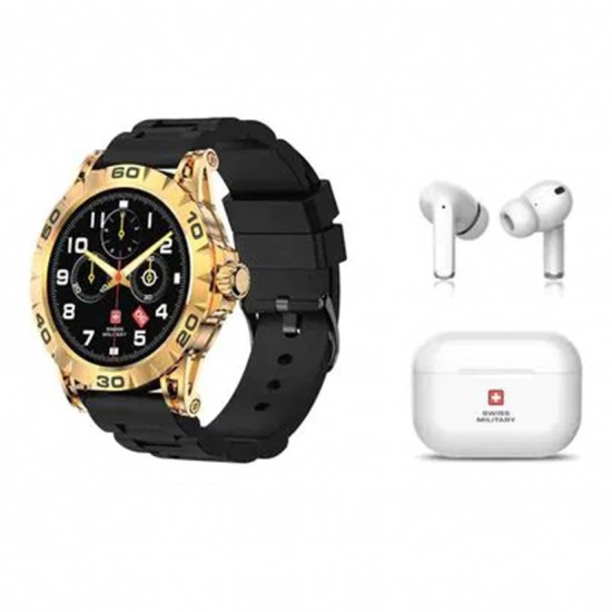 Swiss Military Smart Watch DOM 2 Gold + DELTA 1 TWLS Earbuds