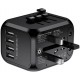 X.cell International Travel Charger, 20W Output Power, 4x Fast Charging, 150+ Countries Compatible, 4 Distinct Adapter and Plugs, 2.4 Amp On Each USB Slot, Black | ITC-110
