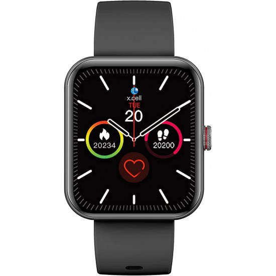 X.Cell G5 Talk Smart watch - Black, Heart Rate/Blood Pressure/Oxygen Level Monitoring, Receive & Make Calls,Water Resistance: IP67, 1 Week Battery Life, Compatibility: IOS/Android- Black