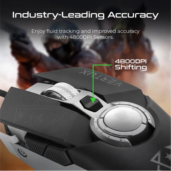 Vertux Gaming Cobalt High Accuracy Lag-Free Wired Gaming Mouse Steel