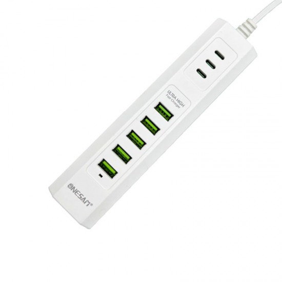 ONESAM OS-U04 Ultra High Fast Charger / 24W 5 USB + 3 PD Output Fast Charging / 1 Meter Length / UK Plug
