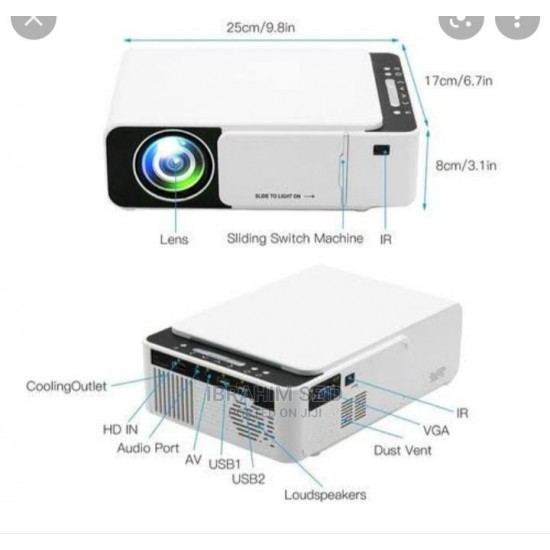 Borrego T5 HD Multimedia Mini Projector With High Resolution