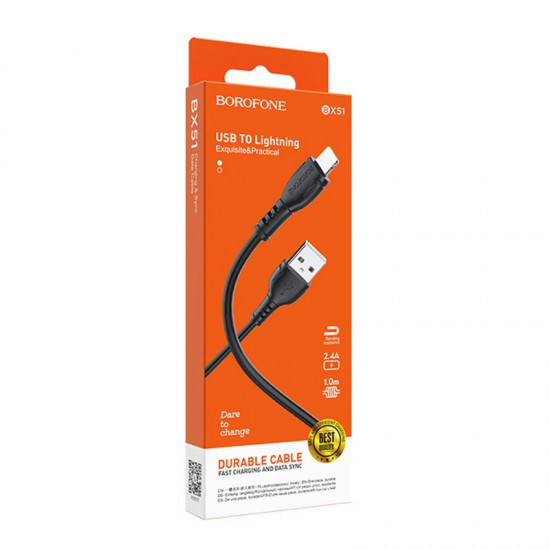 Borofone BX51 USB-A to Lightning Cable 1m - Black
