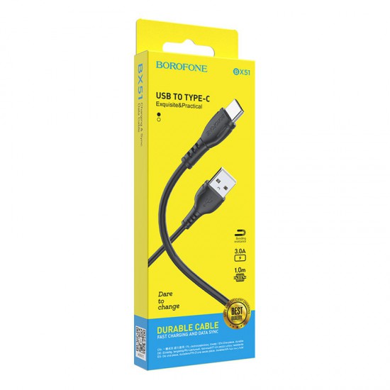 Borofone BX51 USB-A to USB-C Cable 1m - Black
