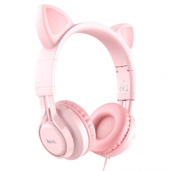 Hoco Headphones W36 Cat ear with mic (Pink)