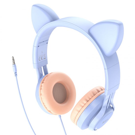 Hoco Headphones W36 Cat ear with mic (Dream Blue)