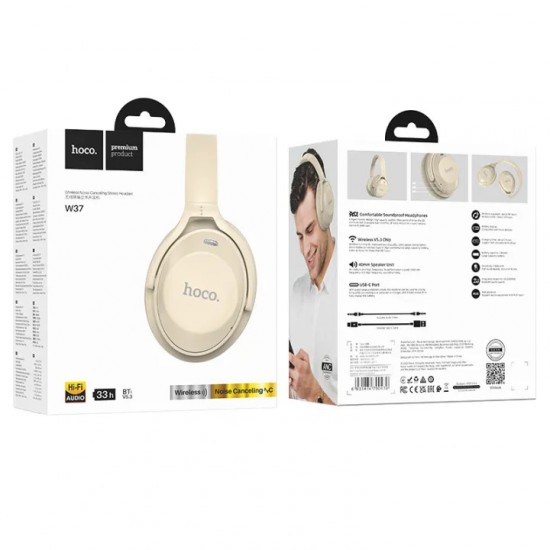 Hoco W37 Wireless Noise Canceling Stereo Headset (500mAh, Champagne)