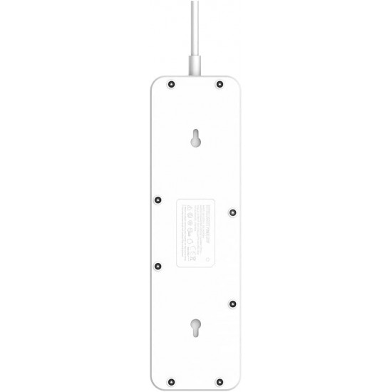 JBQ SC5614 2500W Power Strip Surge Protector with 5 AC Outlets and 6 USB Charging Ports 2m long extension cord for Home & Office - White