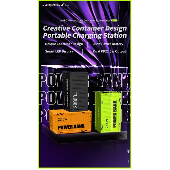 Wopow PD32 Container power Bank with 2 Led (20,000mAh / Orange)