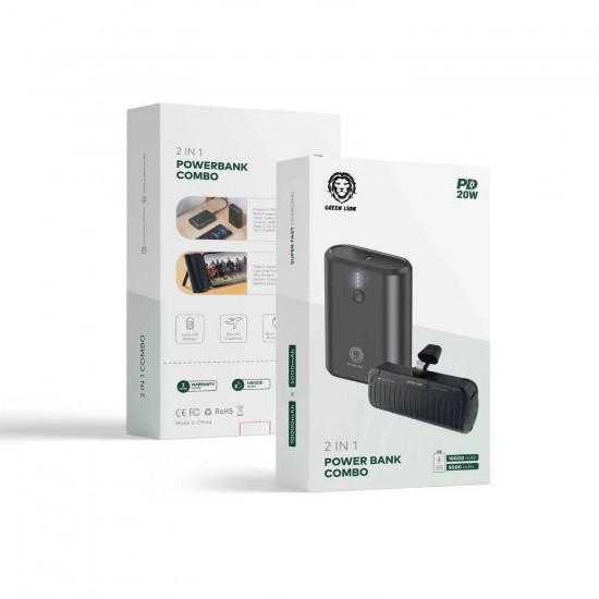 Green Lion 2 In 1 Power Bank Combo - Black