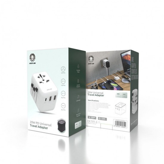 Green Lion 20W Universal Travel Adapter (White)