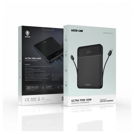 Green Lion Ultra Thin 120W Power bank (20,000mAh, Black)