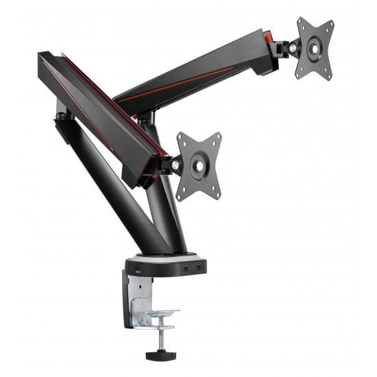 TWISTED MINDS DUAL MONITORS SPRING-ASSISTED PRO GAMING MONITOR ARM WITH USB