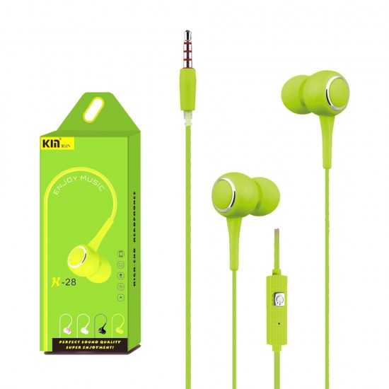 Kin K-28 Stereo in-Ear Wired Earphone (Green)