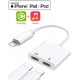 Headphone Adapter for iPhone,2 in 1 Dual Lightning interface Headphone Cable Dongle Aux Audio Jack Converter Accessories Compatible with iPhone 12/11/XS Max/XR/X/XS/8P/8/7/ipad,Support All iOS System