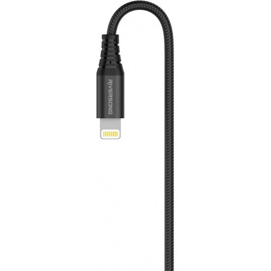Riversong Alpha S USB-A To Lightning Nylon 1m Cable (CL32) - Black