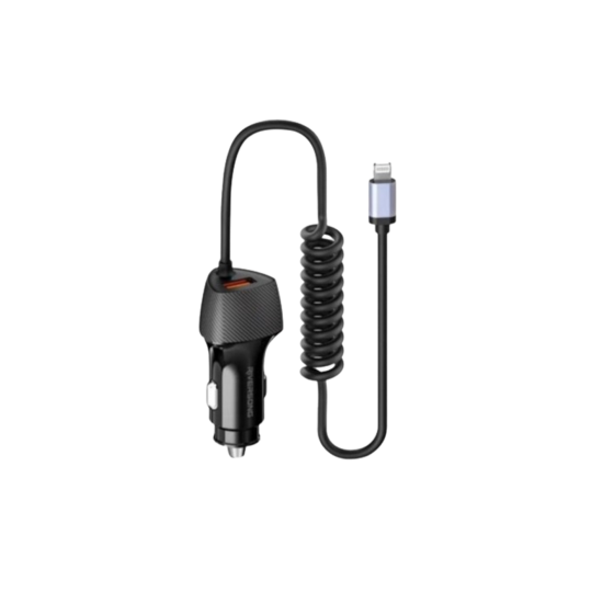 Riversong Safari C3 38W Fast Car Charger with Built-in Lightning Cable (CC38-L) - Black