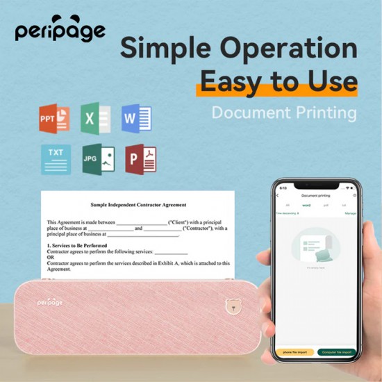 PeriPage A40 Portable Mini Thermal Printer (203DPI / Gray)