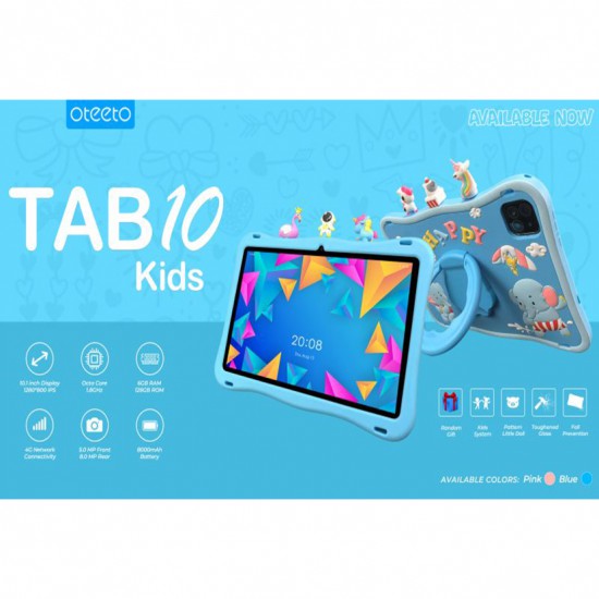 Oteeto Tab 10 Kids - Android Tablet (128GB / Gray & Blue)