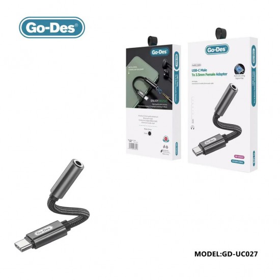 Go-Des USB-C Male to 3.5mm Female Adapter (GD-UC027)