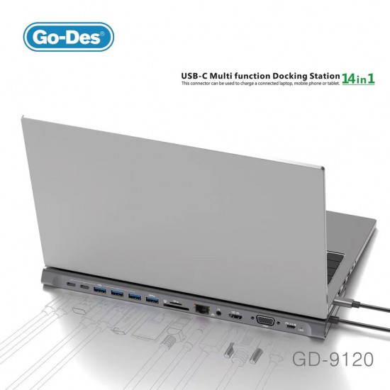 Go-Des 14-in-1 USB-C Multi Function Docking Station (GD-9120)