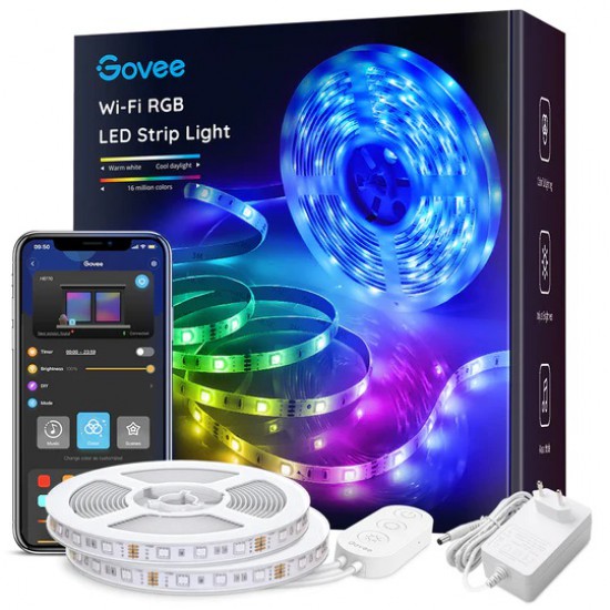 Govee RGB Smart Wi-Fi + Bluetooth LED Strip Lights (10m, H6110)