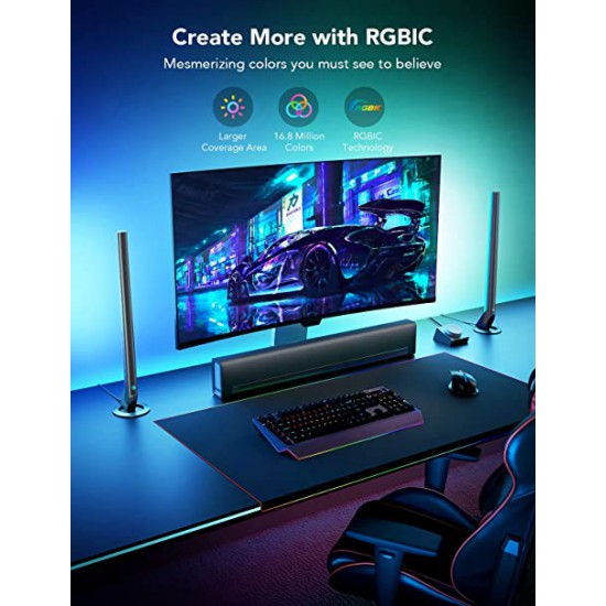 Govee RGBIC Wi-Fi Gaming Light Bars with Smart Controller (H6047)