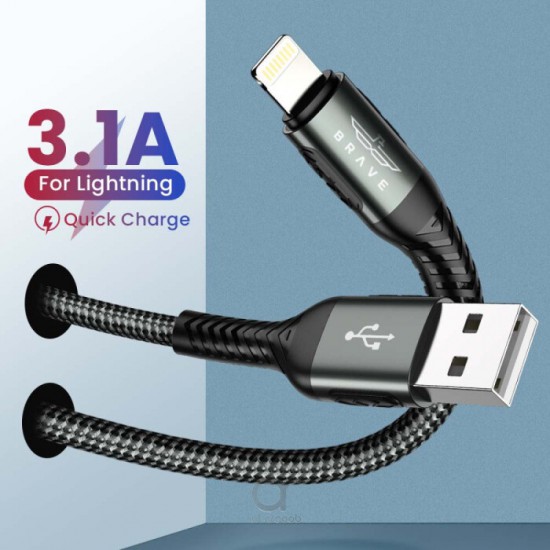 Brave USB-A to Lightning Cable (1.2m, Braided Black, BDC-32)
