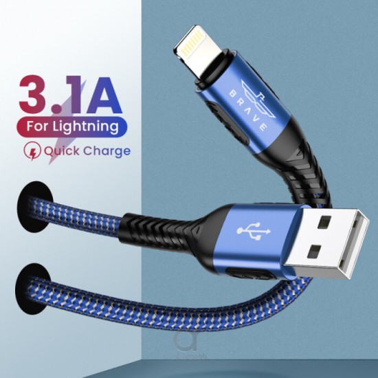 Brave USB-A to Lightning Cable (1.2m, Braided Blue, BDC-34)