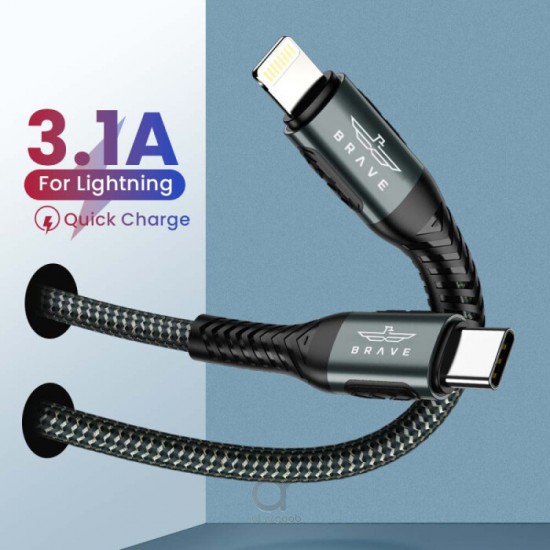 Brave 2-in-1 USB-C to Lightning Cable (1m & 2m, Braided Black, BDC-42)