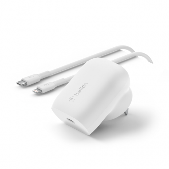 Belkin Boost Charge USB-C PD 3.0 PPS Wall Charger 30W + USB-C Cable with Lightning Connector
